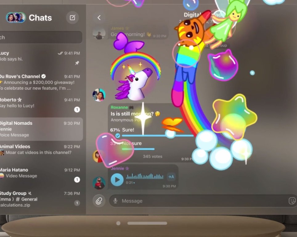 Павел Дуров показал виртуальный Telegram для Apple Vision Pro